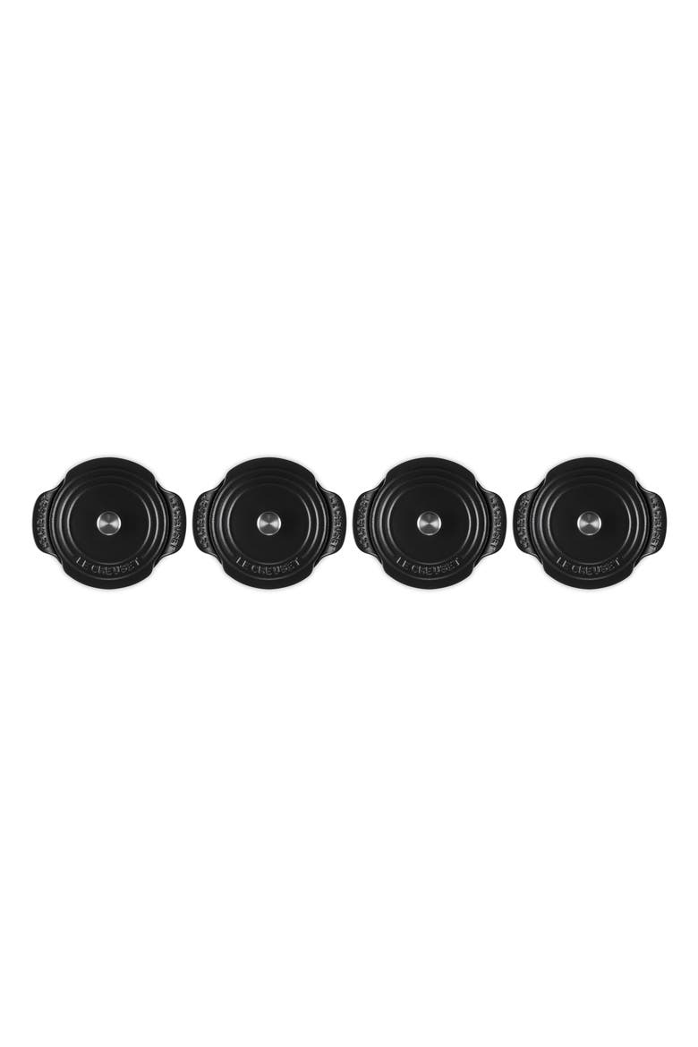 Gourmand Set of 4 1/3-Quart Enamel Cast Iron Braiser with Lid, Alternate, color, MATTE BLACK