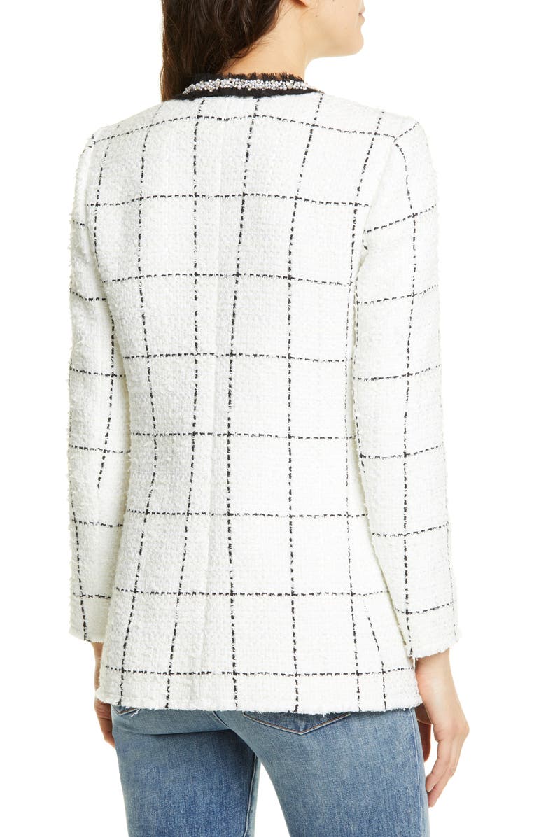 Alice + Olivia Indiri Strong Shoulder Check Jacket, Alternate, color, 