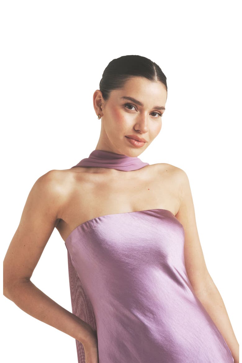 Bandeau Satin Bridesmaid Dress, Alternate, color, Orchid