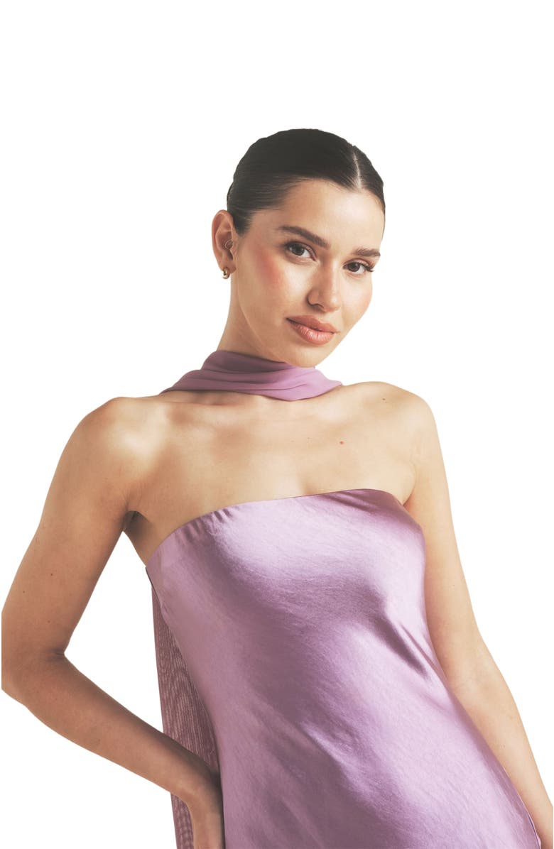 Six Stories Bandeau Satin Bridesmaid Dress, Alternate, color, Orchid
