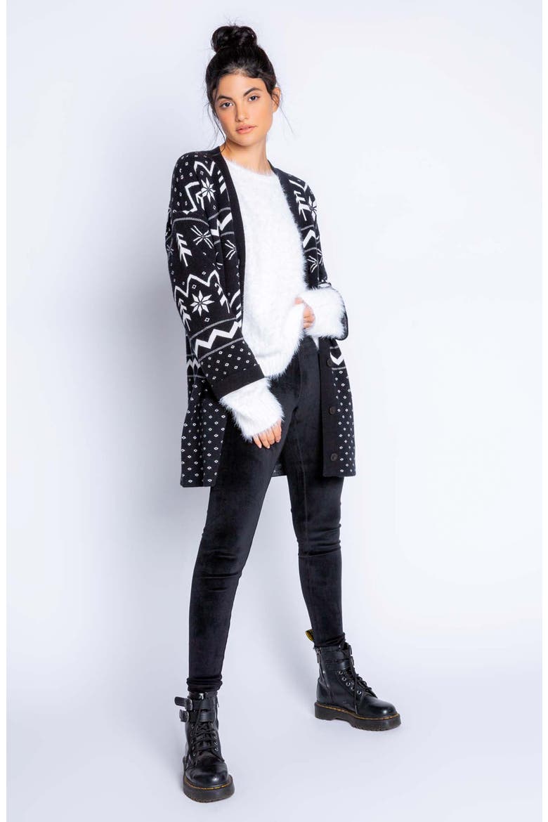 Alpine Night Cardigan, Alternate, color, BLACK