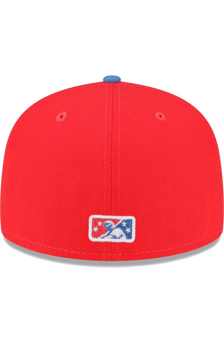 New Era Men's New Era Coral/Blue Fayetteville Woodpeckers Copa De La Diversion 59FIFTY Fitted Hat, Alternate, color, Coral
