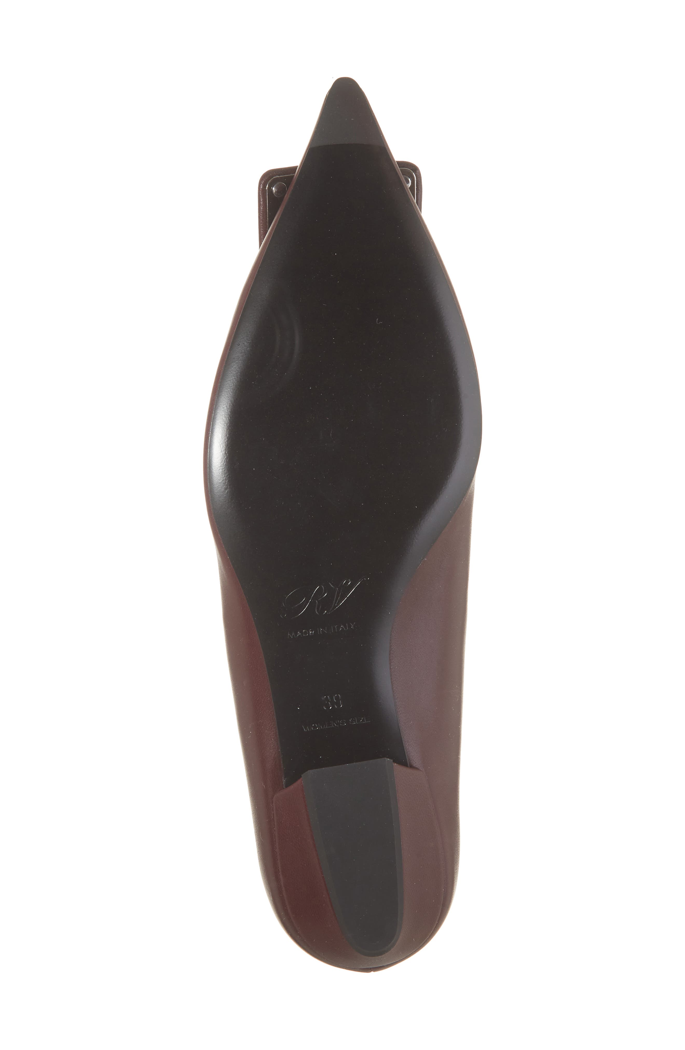 Covered Buckle Pointed Toe Leather Flat, Alternate, color, MOSTO MEDIO