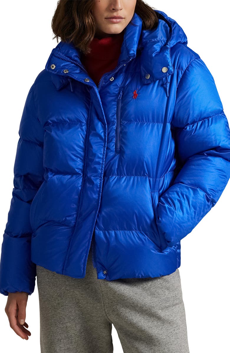 Polo Ralph Lauren Water Repellent 750 Fill Power Down Coat, Main, color, New Iris Blue