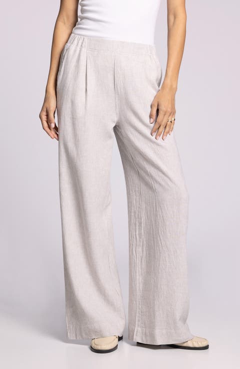 Anastasia Linen Blend Wide Leg Pants