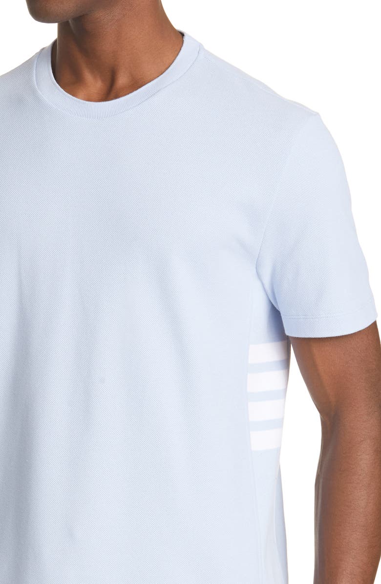 Thom Browne 4-Bar Back Stripe Piqué T-Shirt, Alternate, color, Light Blue