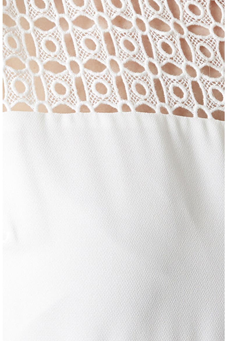 Eyelet Panel Short Sleeve Romper, Alternate, color, WHITE