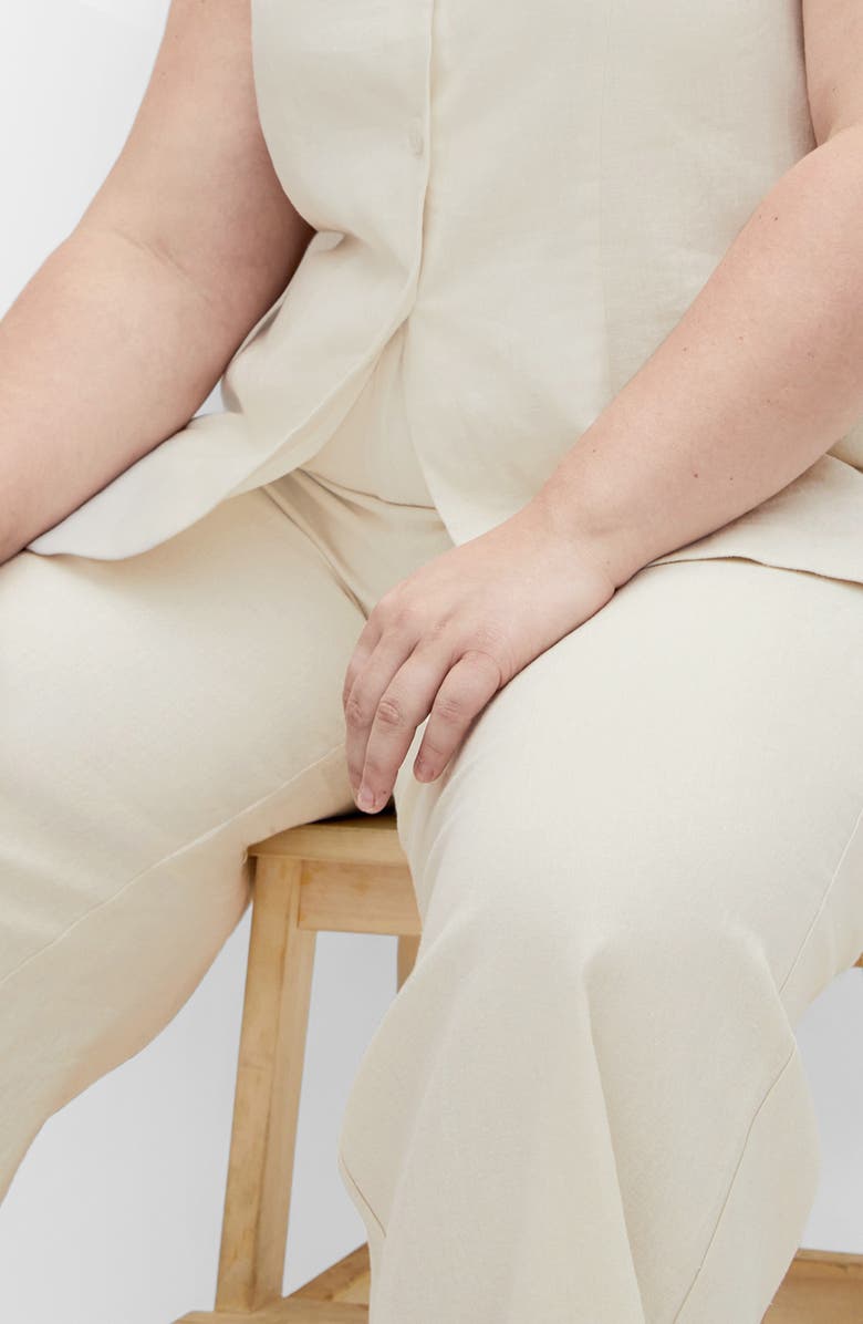 City Chic Vivien Linen Blend Vest, Alternate, color, Cream