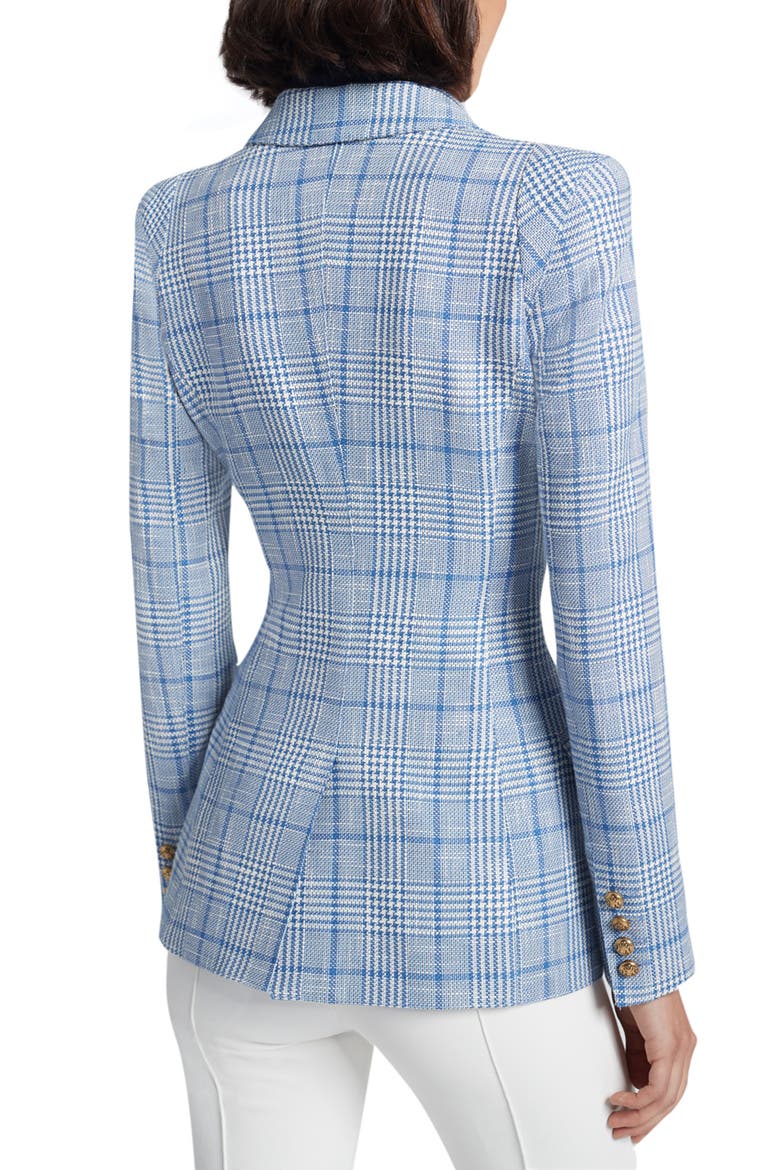 Houndstooth Cotton & Linen Blazer, Alternate, color, BLUEBERRY GLEN CHECK