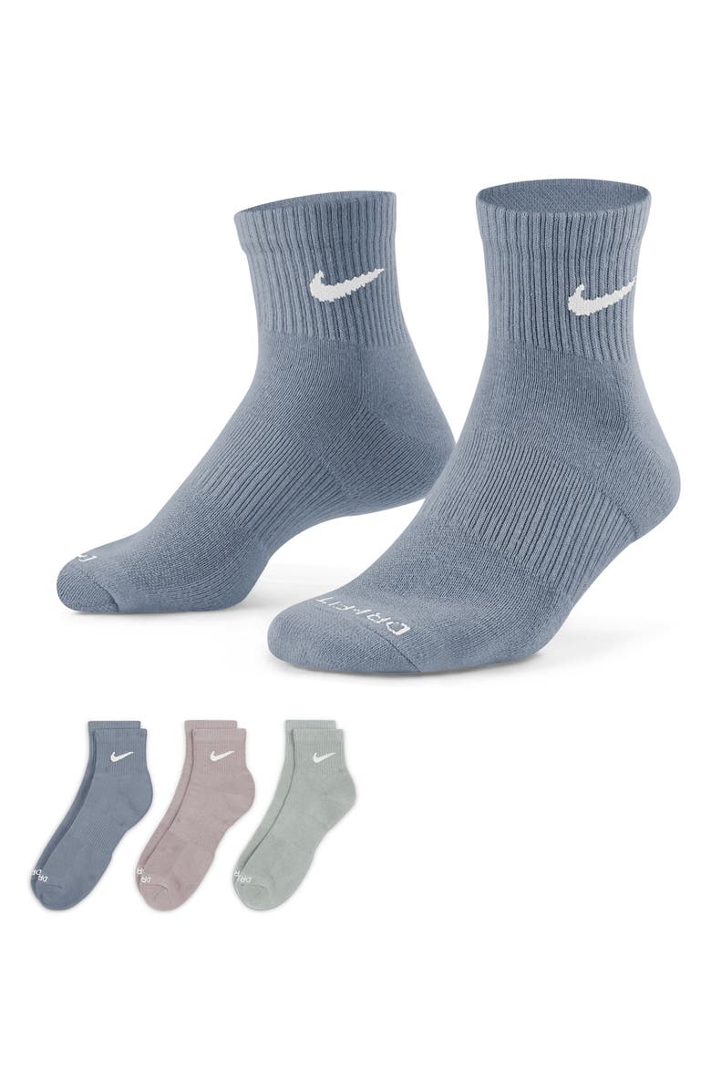 Nike Kids' Assorted 3-Pack Dri-FIT Everyday Plus Cushioned Ankle Socks, Alternate, color,
