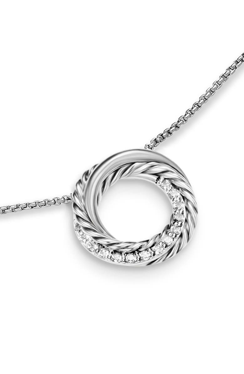 David Yurman Crossover Mini Pendant Necklace with Diamonds, Alternate, color, Silver/ Diamond