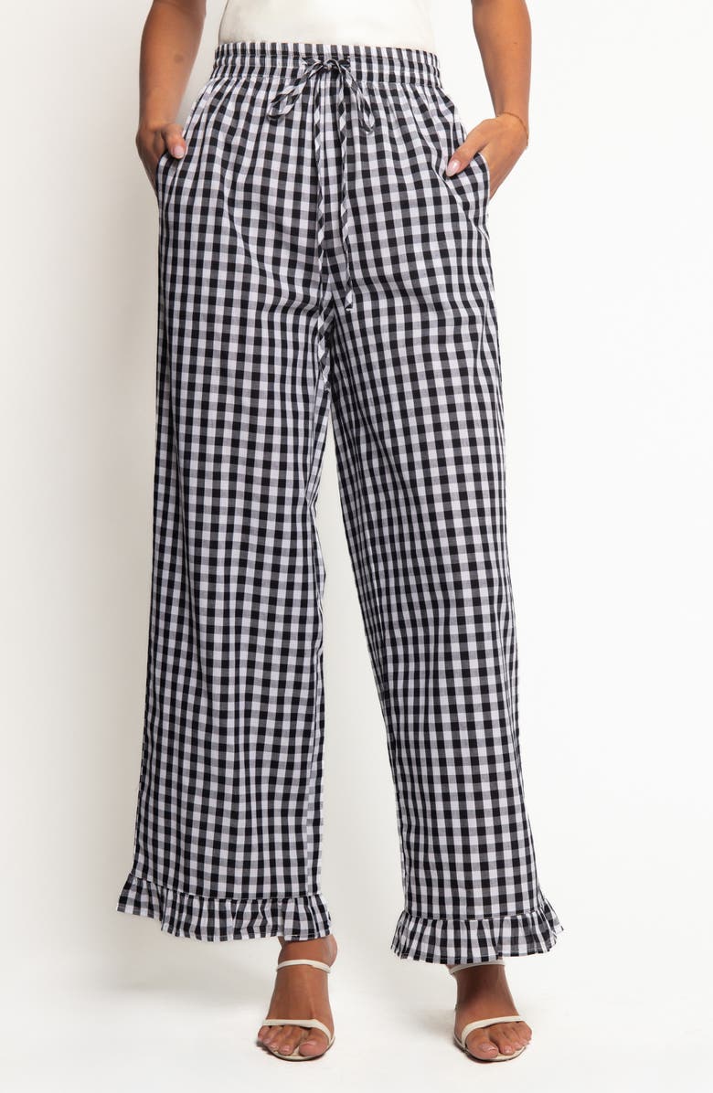 Petal & Pup Marina Tie Waist Ruffle Hem Pants, Main, color,