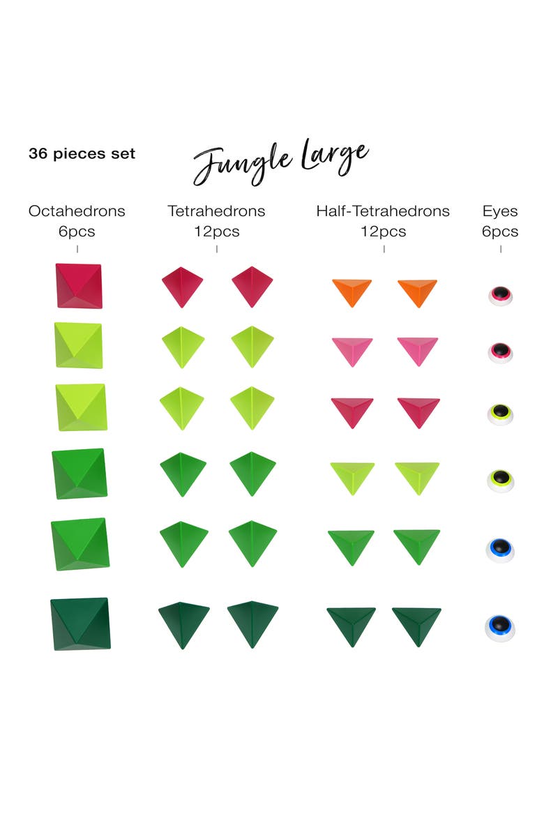 Kids' Jungle Large 36-Piece Magnetic Construction Kit, Alternate, color, GREEN BURGUNDY ORANGE PINK
