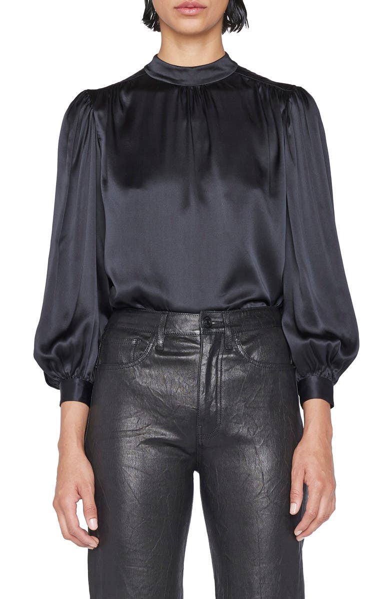 FRAME Mock Neck Silk Blouse, Main, color, 