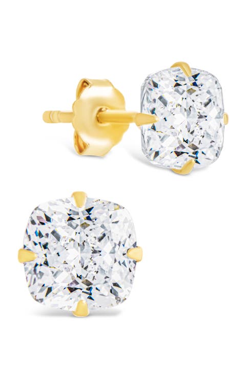 Cushion-Cut Cubic Zirconia Stud Earrings