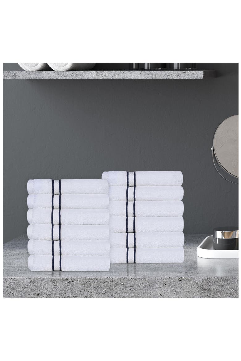 12-Piece Turkish Cotton Washcloths, Alternate, color, NAVY BLUE