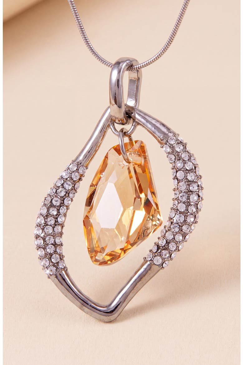 Crystal Open Frame Pendant Necklace, Alternate, color, Silver