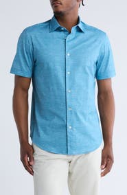 Bugatchi Miles OoohCotton® Solid Short Sleeve Button-Up Shirt