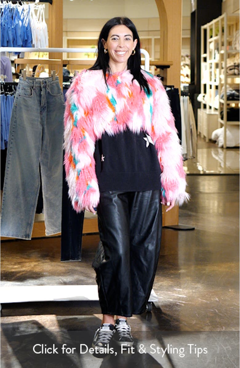 Patchwork Faux Fur Crop Jacket, sales video thumbnail