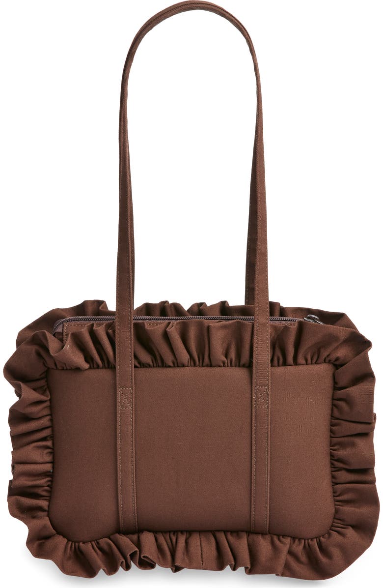 Baggy London Ruffle Twill Bowler Bag, Alternate, color, Brown