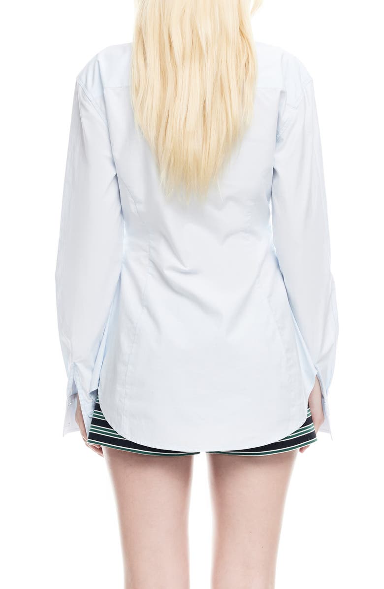 LIONESS Naomi Pleated Cotton Shirt, Alternate, color, Soft Blue