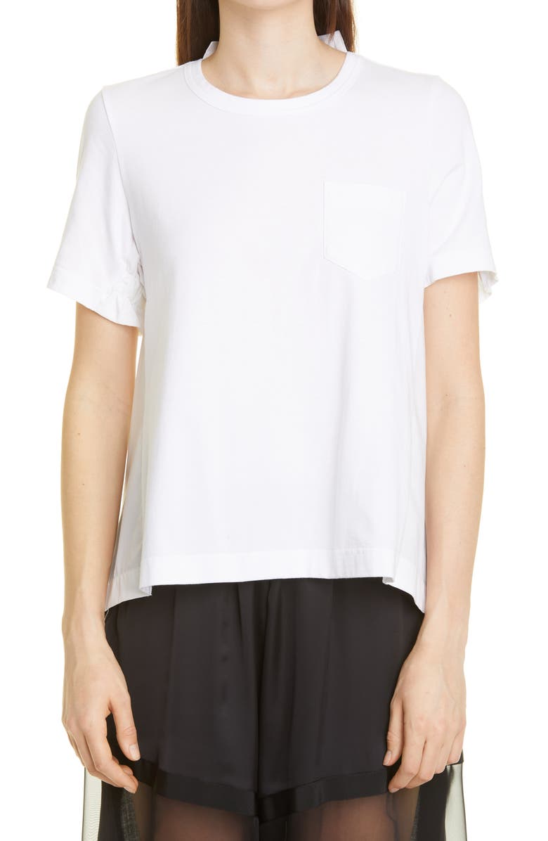 Sacai Mixed Media Cotton T-Shirt, Main, color, 