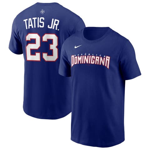 Men's Nike Fernando Tatis Jr. Royal Dominican Republic Baseball 2026 World Baseball Classic Name & Number T-Shirt