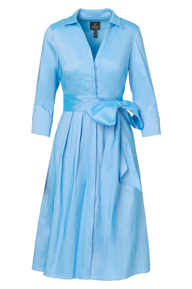 Stretch Taffeta Midi Shirtdress, Alternate, color, BLUEBELL