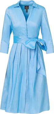 Adrianna Papell Stretch Taffeta Midi Shirtdress