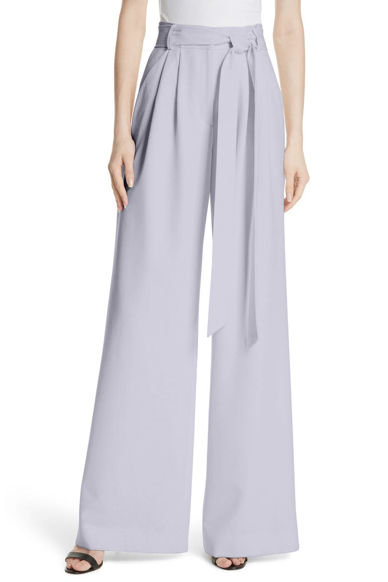 Italian Cady Trapunto Tie Waist Trousers, Main, color, WHITE