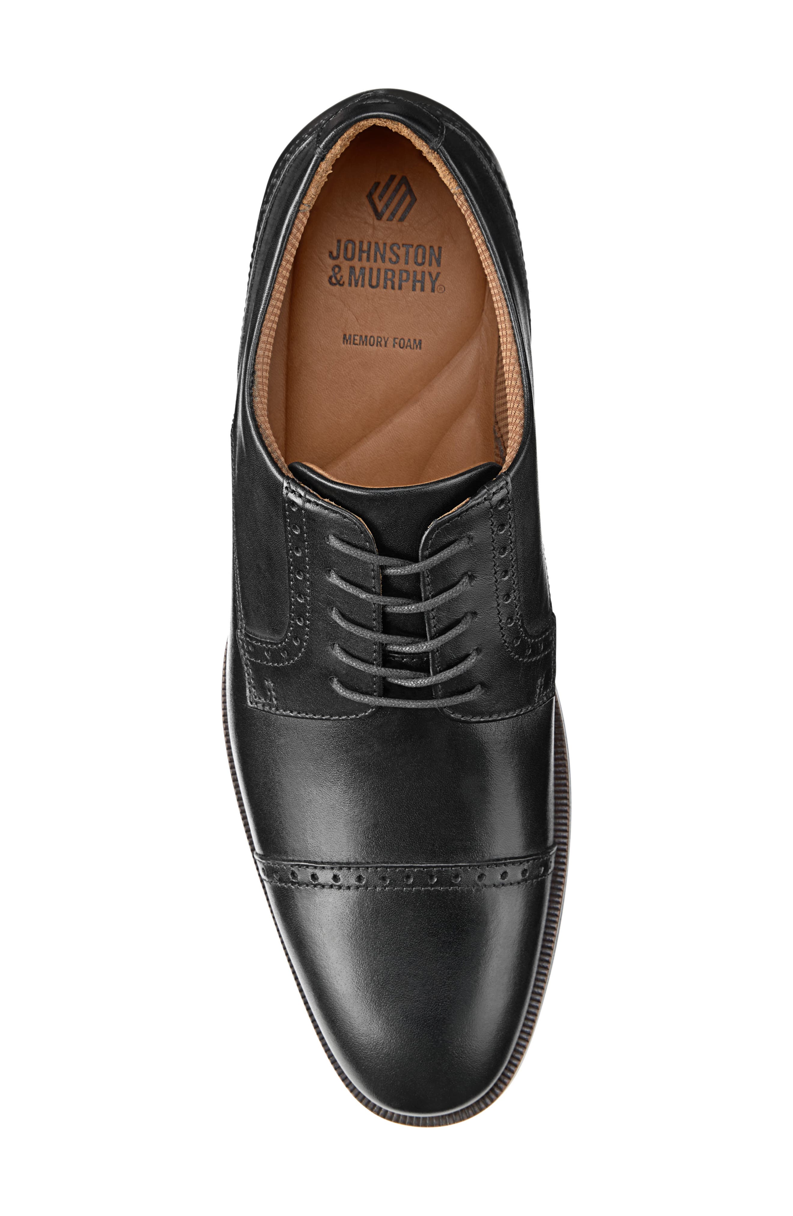 Johnston & Murphy Reeve Cap Toe Derby, Alternate, color, Black Full Grain