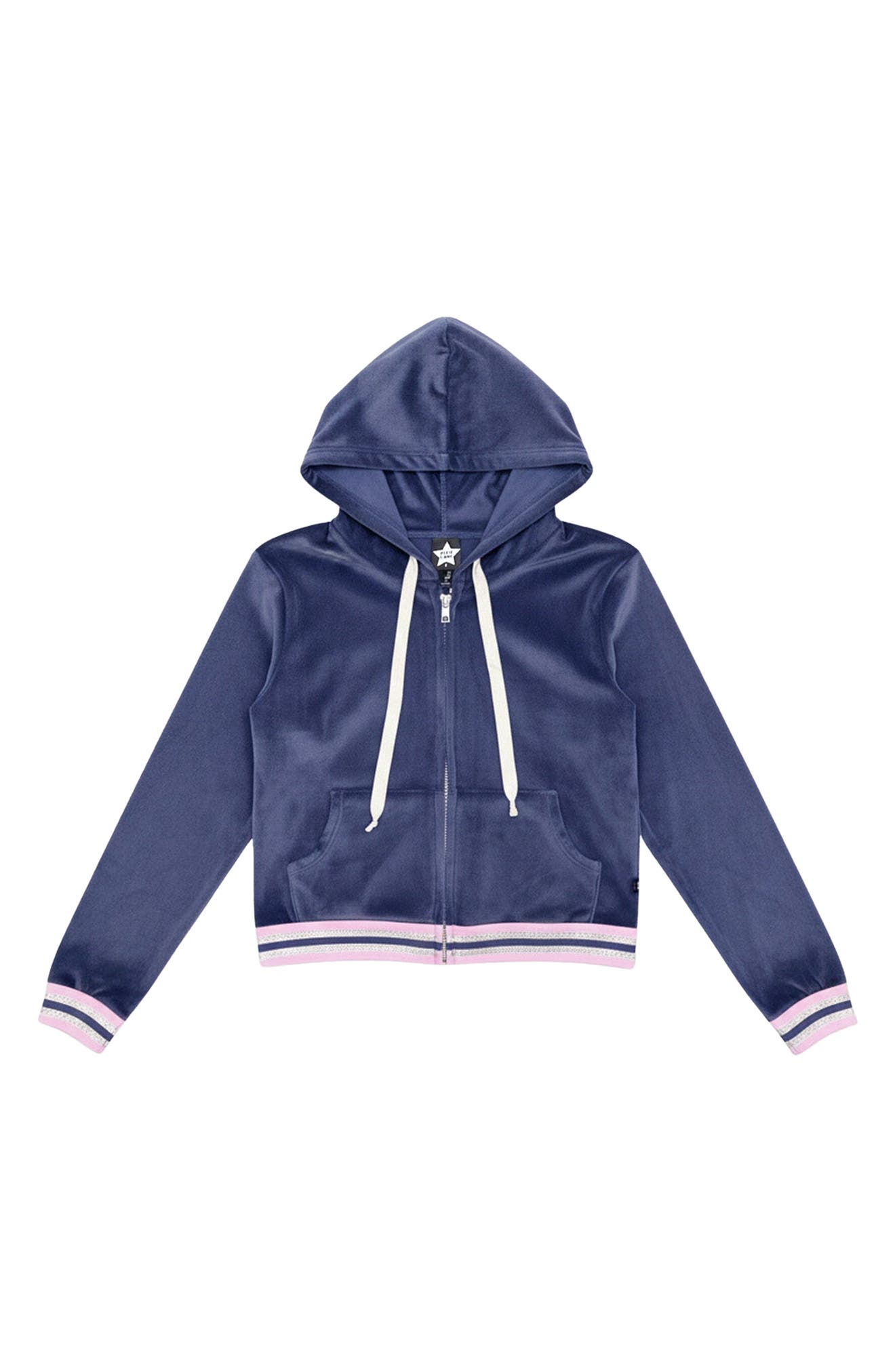 Kids' Velour Cropped Full Zip Hoodie