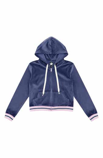 Kids' Velour Cropped Full Zip Hoodie