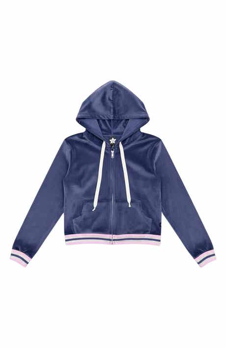 Kids' Velour Cropped Full Zip Hoodie