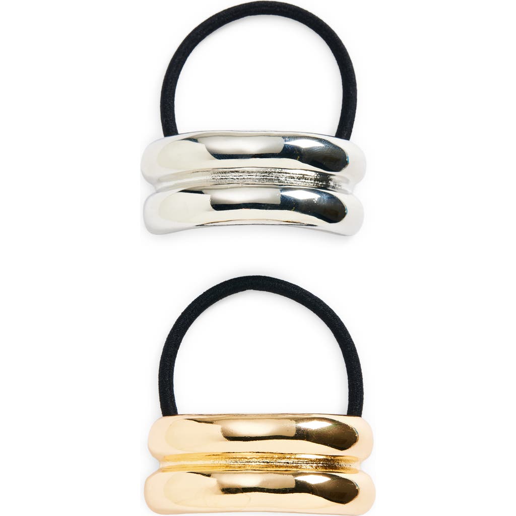 Tasha 2-Pack Double Arch Cuff Ponytail Holders in Gold/Silver