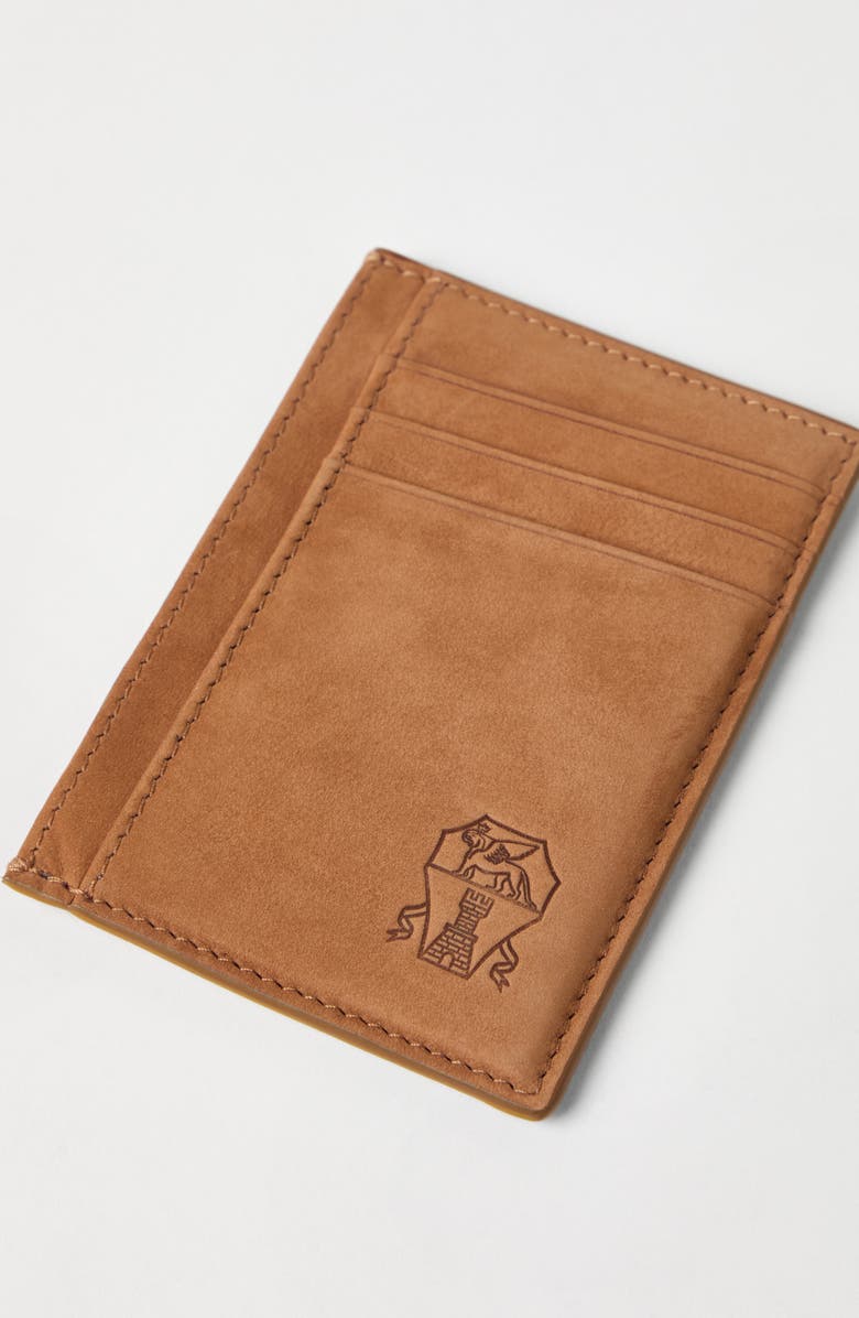 Brunello Cucinelli Nubuck card holder, Alternate, color, Natural