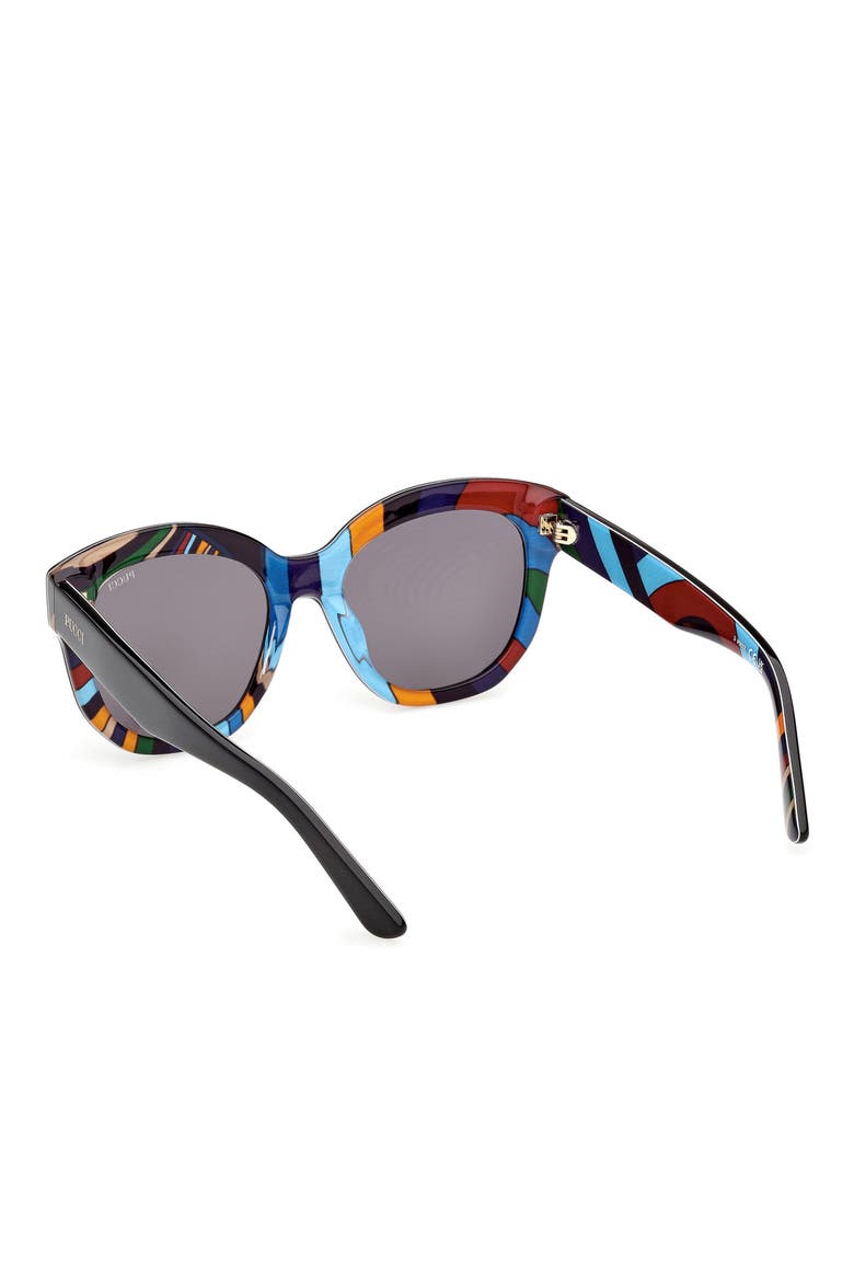 53mm Geometric Sunglasses, Alternate, color, BLACK / IRIDE PATTERN / SMOKE