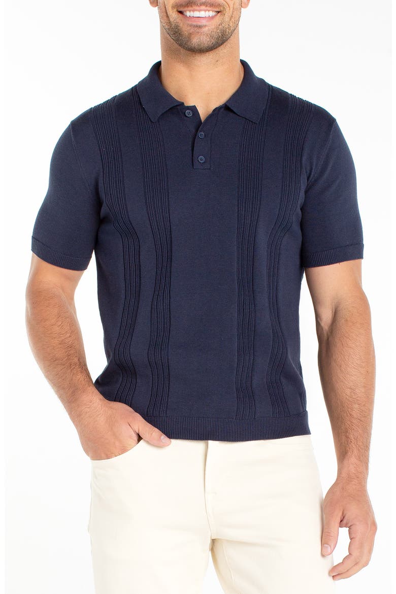 Rib Cotton Polo Sweater, Main, color, NAVY