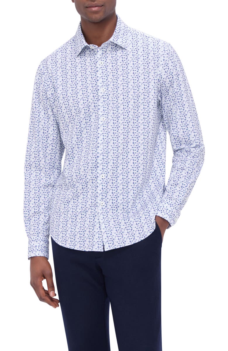 Bugatchi James OoohCotton<sup>®</sup> Pixel Check Print Button-Up Shirt, Main, color,