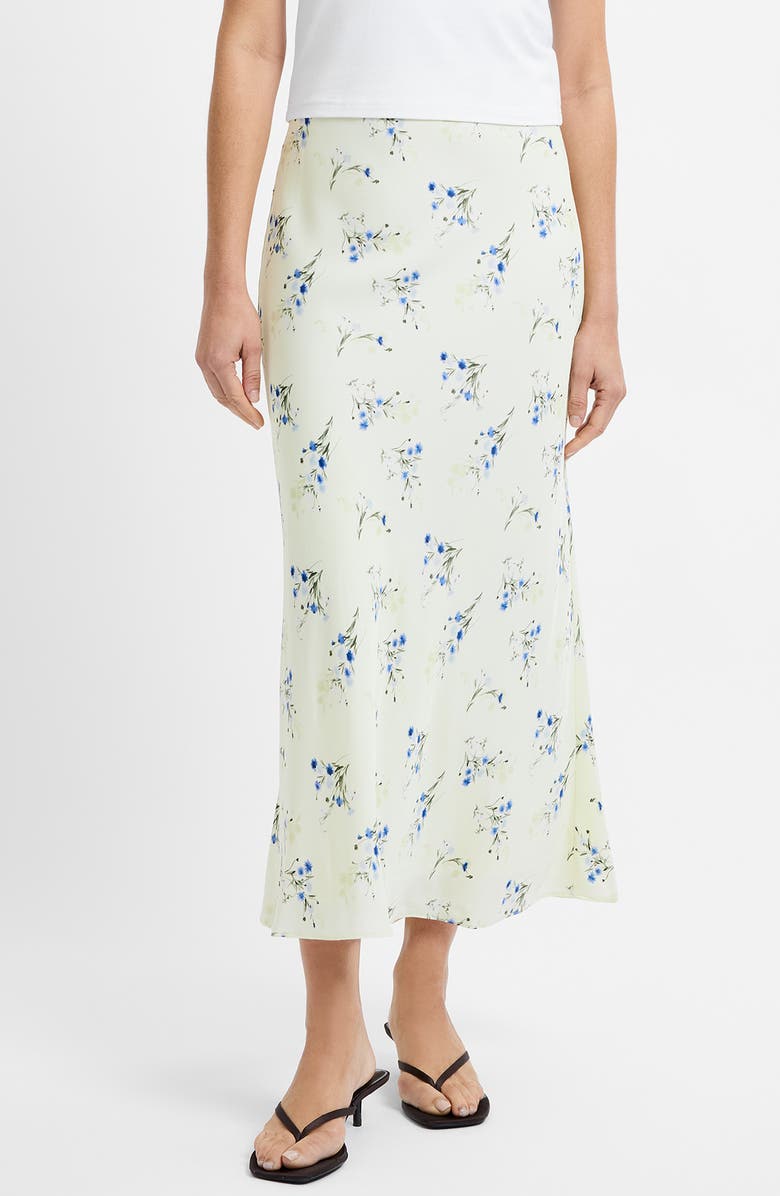 French Connection Harper Fleur Floral Bias Cut Midi Skirt, Main, color, Cucumber Crush
