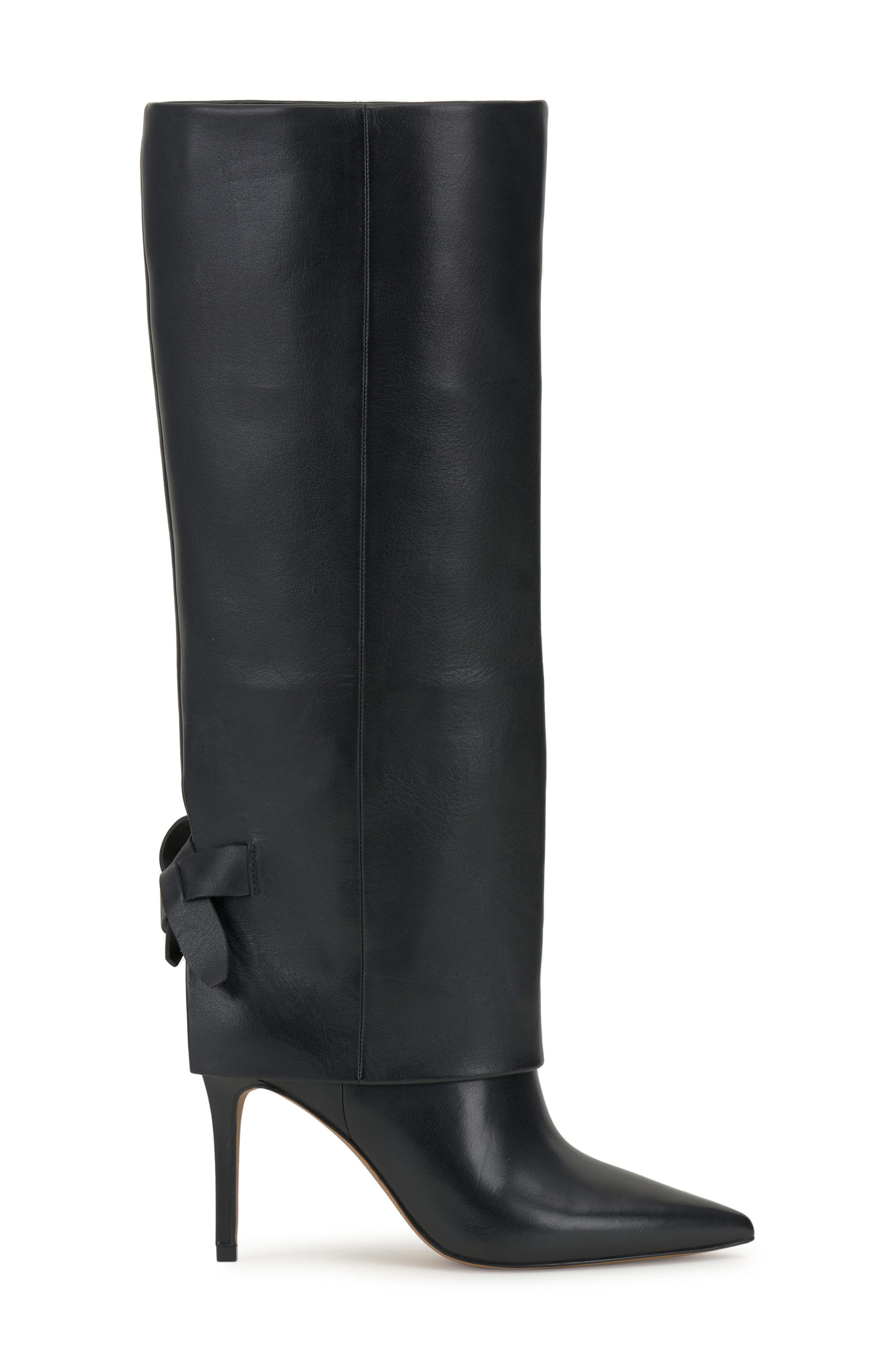 Kammitie Foldover Pointed Toe Knee High Boot, Alternate, color, BLACK
