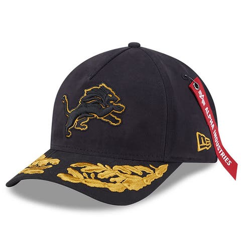 Men's New Era x Alpha Industries  Black Detroit Lions A-Frame 9FORTY Adjustable Hat