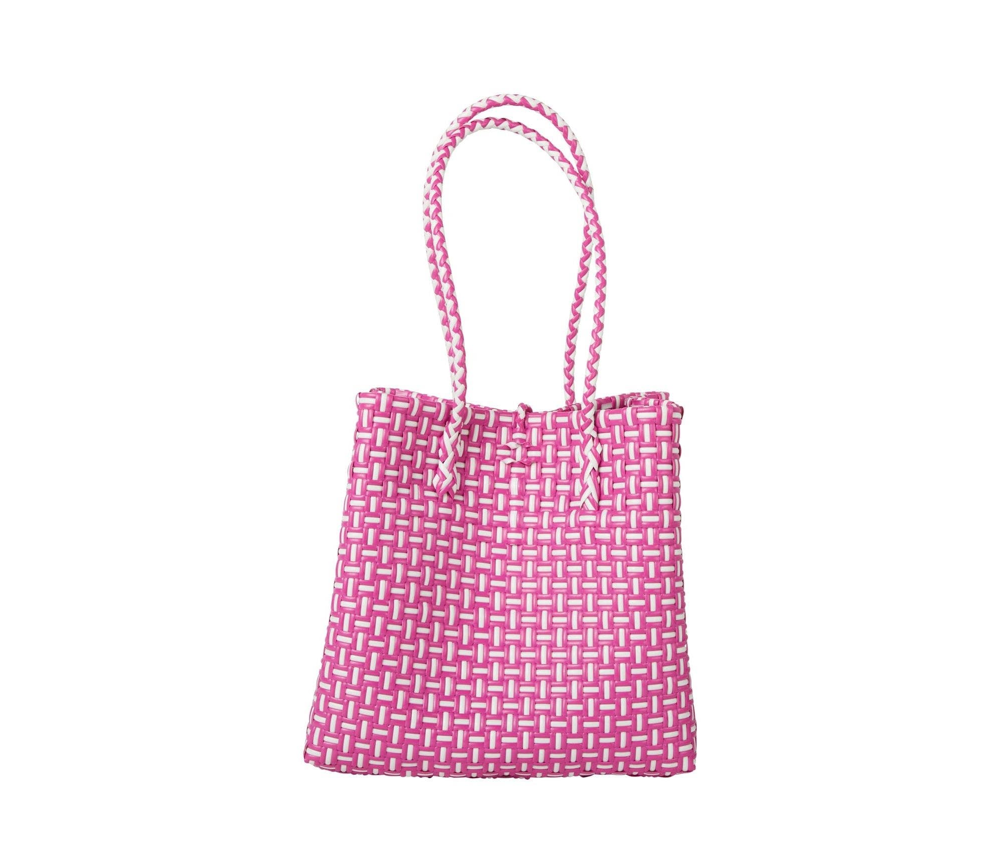 Midi Ella Handwoven Plastic Tote, Alternate, color, Hot Pink
