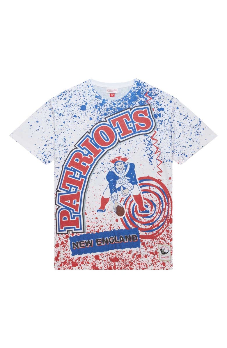Mitchell & Ness Men's Mitchell & Ness White New England Patriots Big & Tall Allover Print T-Shirt, Alternate, color, White