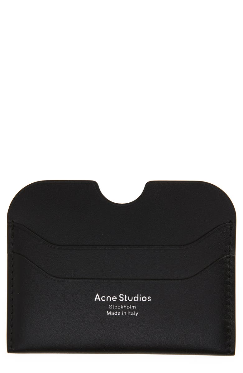 Acne Studios Logo Leather Card Case, Main, color, 