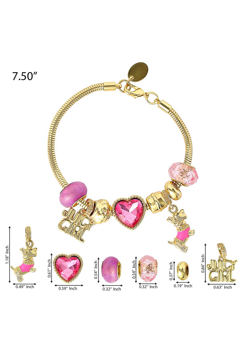 Womens Charm Bracelet 7.5", Juicy Girl and Scottie Dog Charms, Alternate, color, Gold-Tone