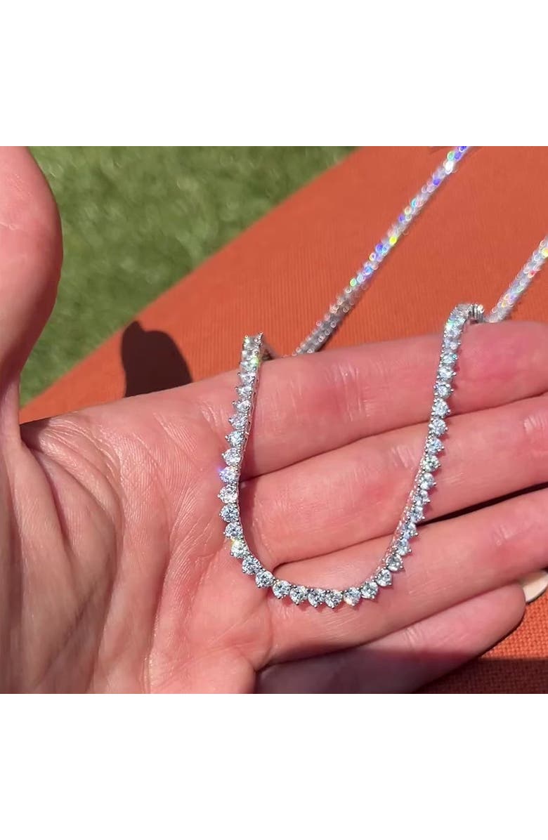 Leni James The Kate 3 Prong 3mm Tennis Necklace, Alternate, color, Silver