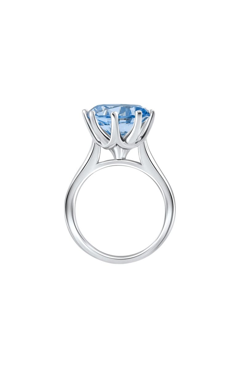 Bliss Diamond Aquamarine Solitaire Flower Ring 14k Gold 10MM Lab Grown, Alternate, color, 