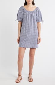 Marine Layer Aleca Gingham Tie Sleeve Minidress