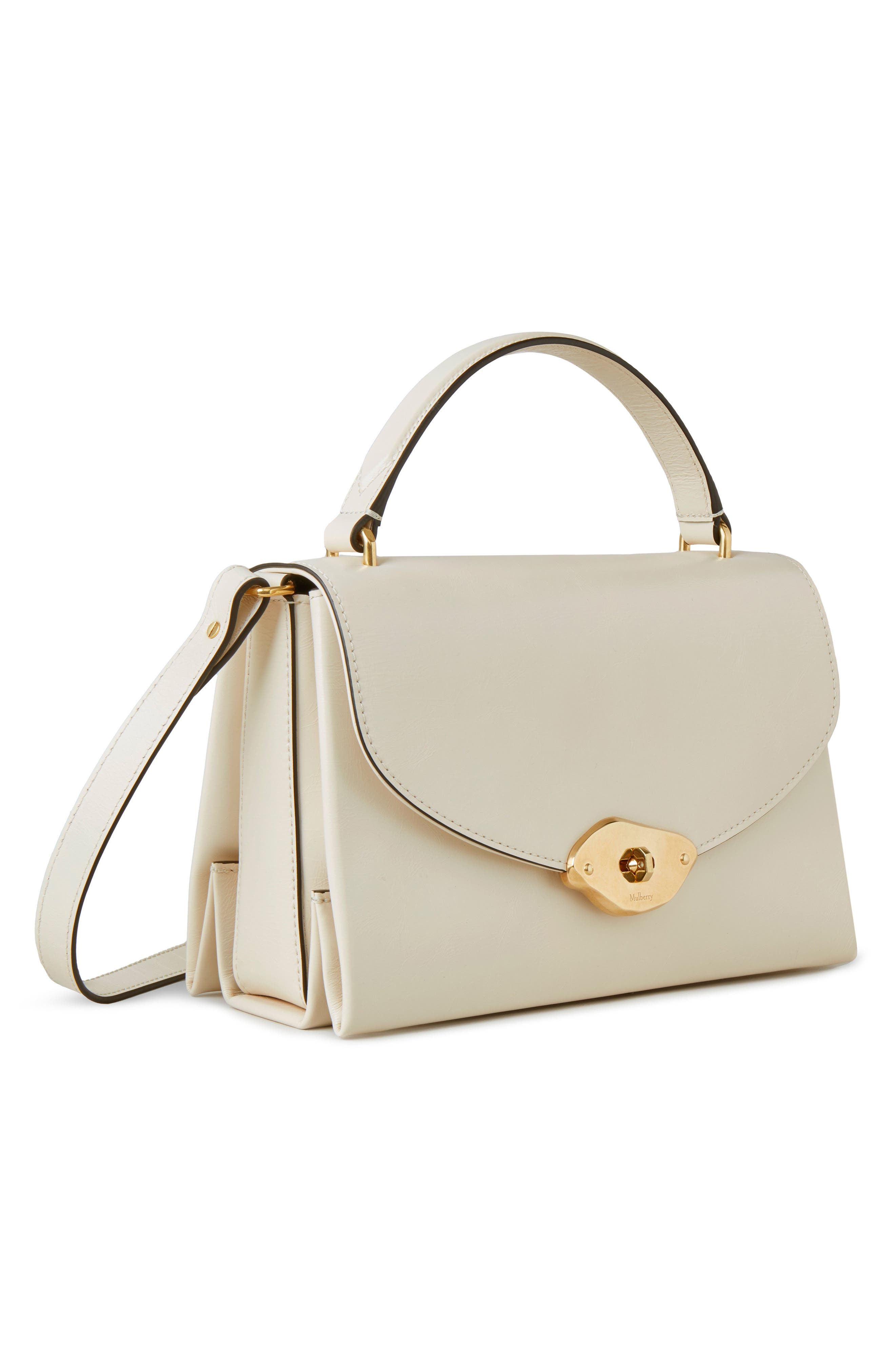 Mulberry Lana High Gloss Leather Top Handle Bag, Alternate, color, Eggshell